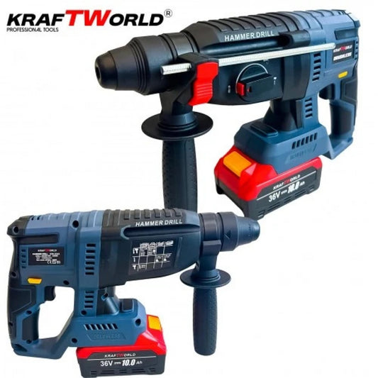 Scule electrice 36V set 4 unelte KraftWorld cu 3 acumulatori 10Ah