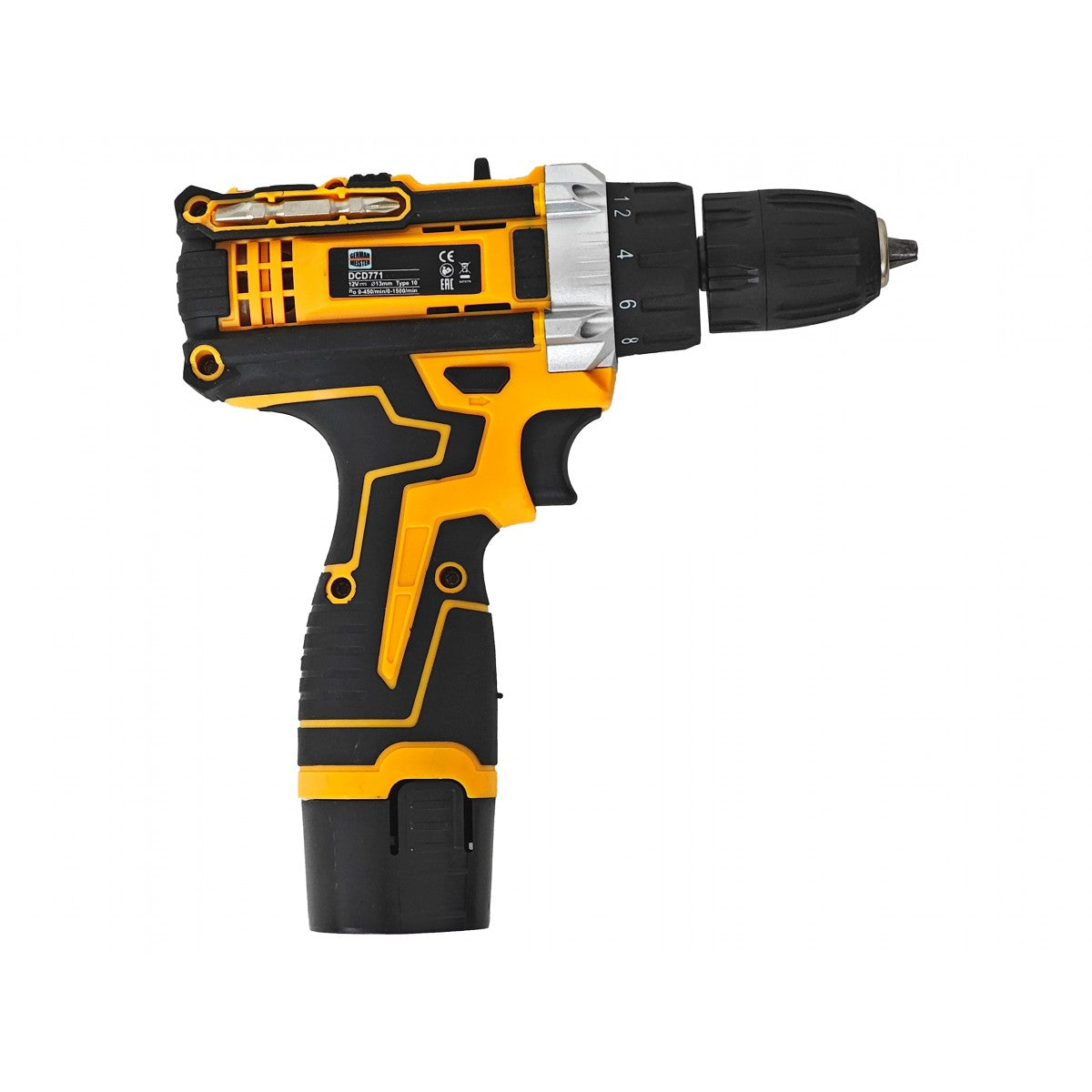 Bormașină cu acumulator 12V German Meister cu percuție și 26 accesorii