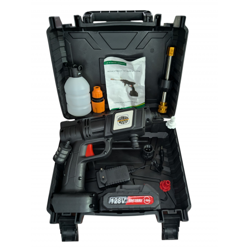 Pistolet nettoyeur haute pression sans fil German Meister 128V 8Ah – 2 batteries, idéal pour le nettoyage de voitures et d'extérieurs