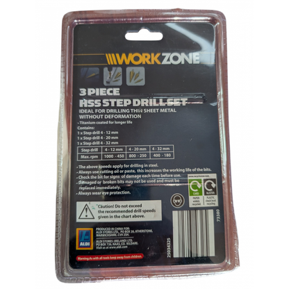 Burghie trepte pentru metal – set 3 bucăți 4-32 mm