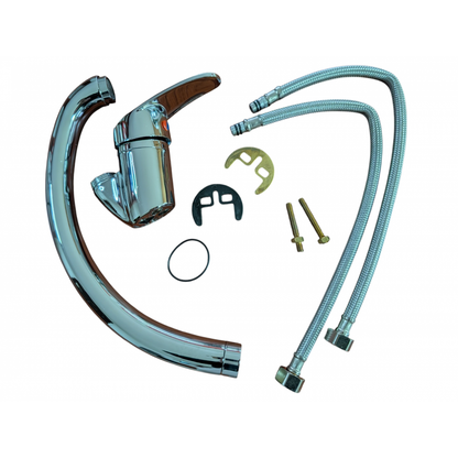 Baterie bucătărie tip lebădă cu pipă mobilă cromată