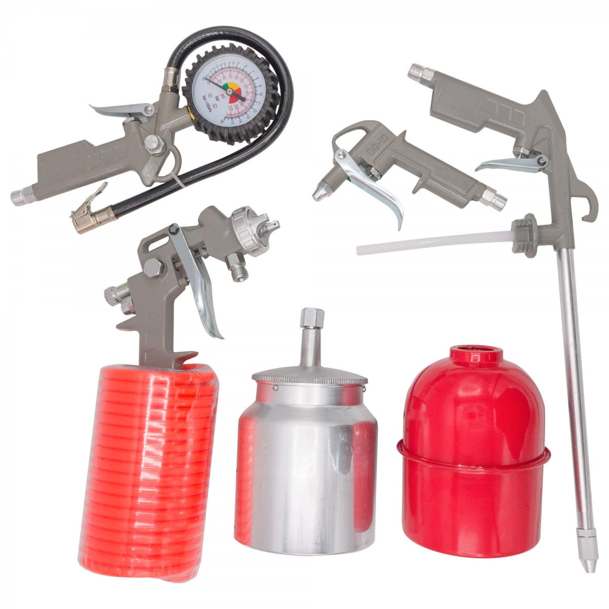 Set 4 pistoale pentru compresor – furtun 5 m, 8 mm