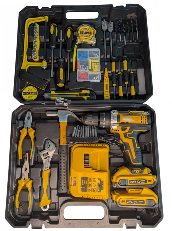 Bormașină cu percuție German Meister 36V 5Ah 2 acumulatori cu 110 accesorii