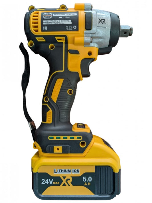 Mașină de înșurubat cu impact German Meister 24V 5Ah cu 2 acumulatori și accesorii