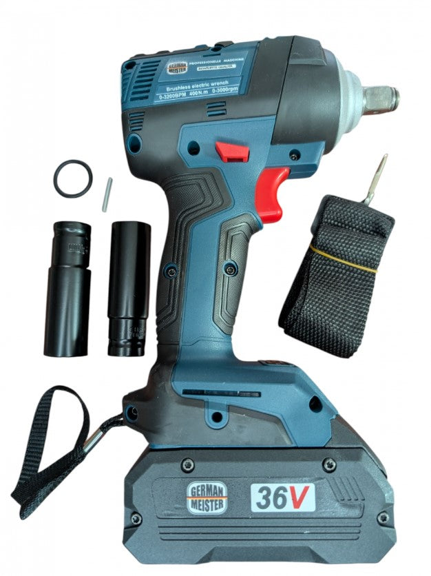 Pistol impact German Meister 36V 8Ah cu 2 acumulatori și tubulare