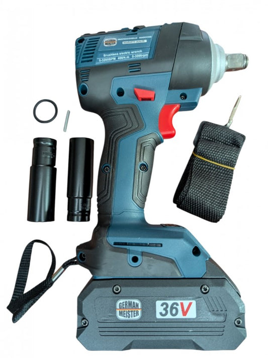 Pistol impact German Meister 36V 8Ah cu 2 acumulatori și tubulare