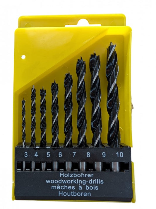 Set burghie metal 3–10 mm, 8 piese, finisaj negru