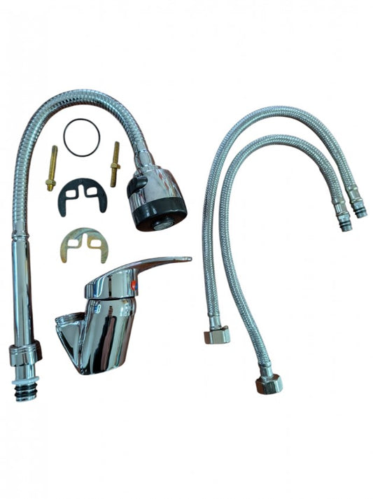 Baterie chiuvetă bucătărie cu cap flexibil și finisaj cromat