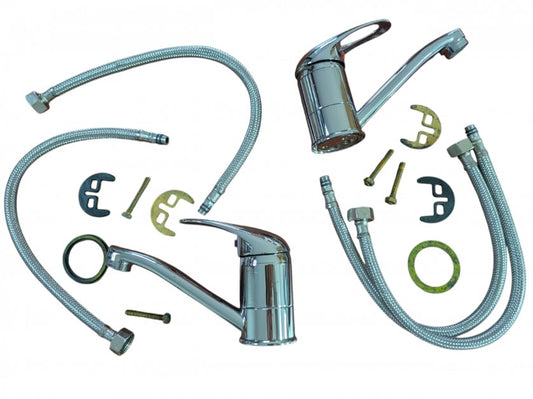 Set 2 baterii chiuvetă monocomandă cu finisaj cromat