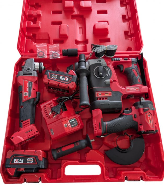 Trusă scule 3 în 1 36V 8Ah flex rotopercutor impact