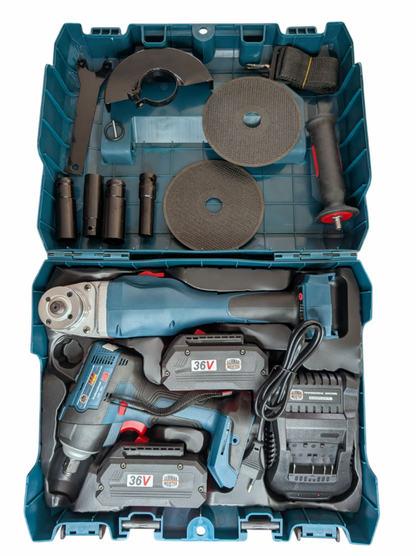 Trusă scule German Meister 36V 8Ah cu flex și pistol impact