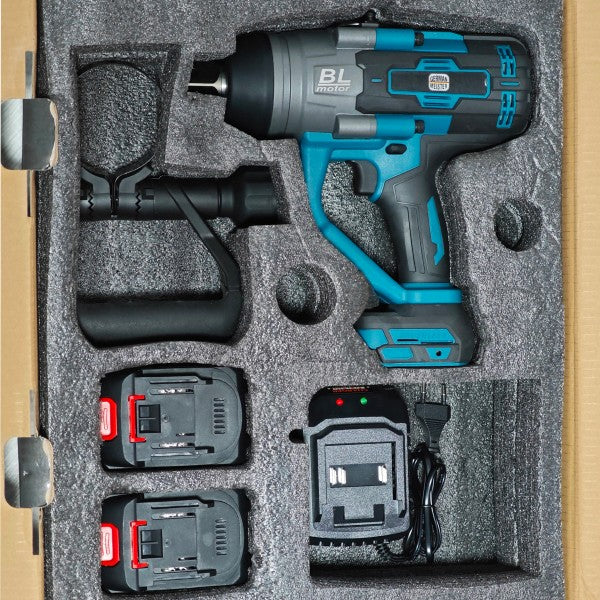 Cheie de impact profesională German Meister 128V 10Ah cu 2 acumulatori